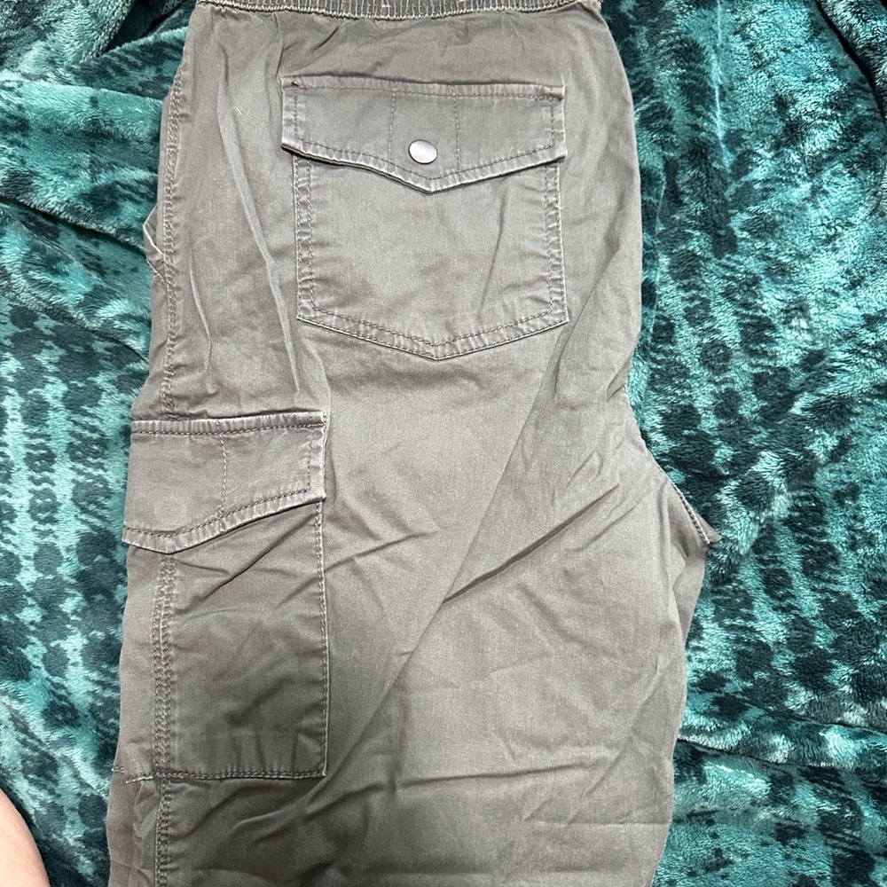 Womens Olive Cargo Jogger Pants